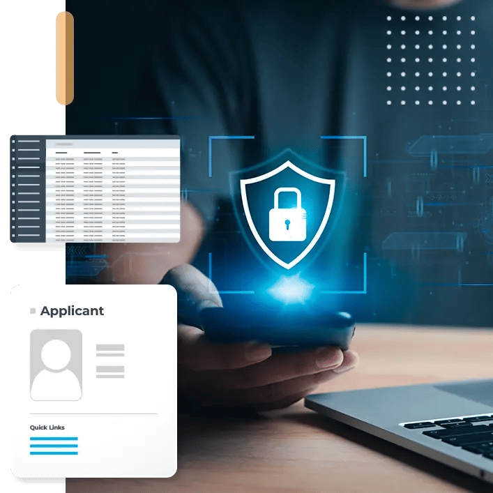 A mobile device with a lock graphic, representing secure data